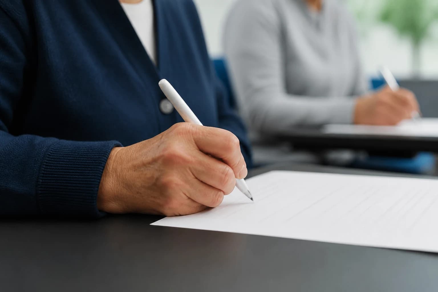 Profissional escrevendo durante uma preparação para certificação
